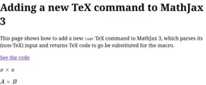 main image for Add a TeX command to MathJax v3