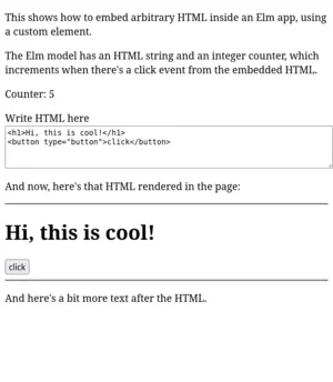 main image for Can Elm make arbitrary HTML in a custom element?